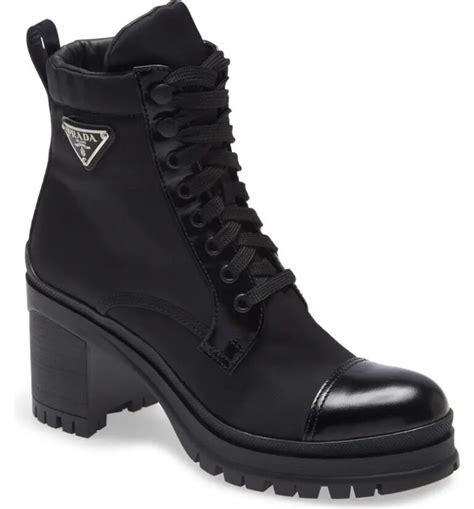 prada boots cream|Prada block heel combat boots.